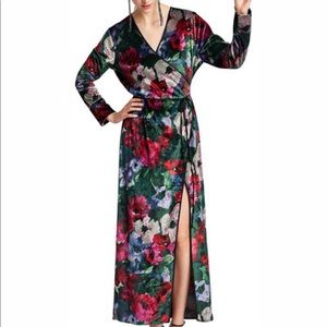 NWT Zara Floral Velvet Wrap Dress Duster | Small
